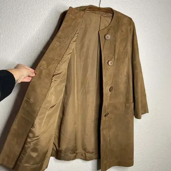 Vintage Suede Boho Brown Peacoat - Picture 9 of 9